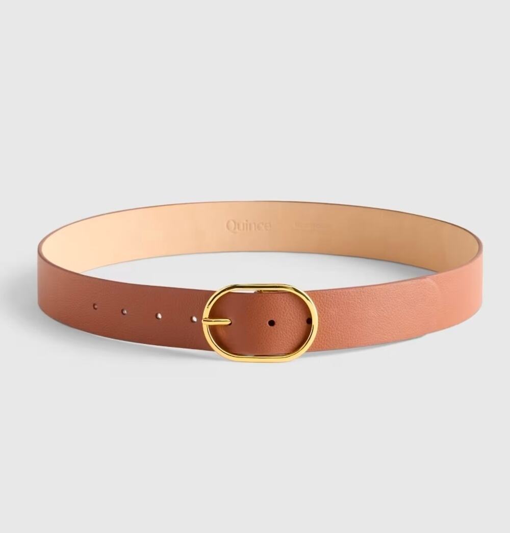 Women's Quince Cleo Oval European Leather Belt in Nutmeg | Size Small